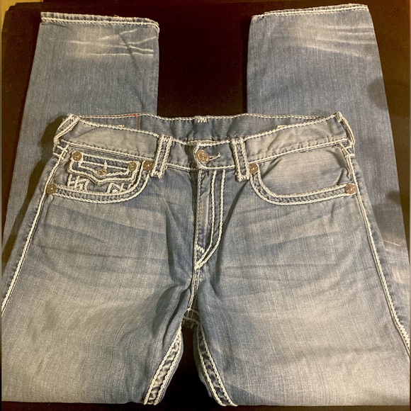 Rare! Ricky Ropestitch True Religion size 34x34 Customized painted back pockets! - Picture 3 of 12